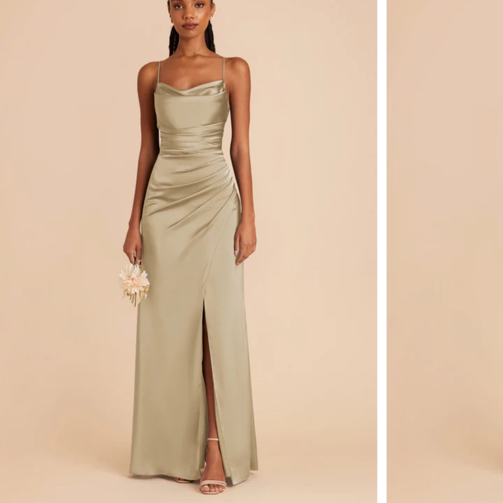 Matte Satin Moss Green Lydia Dress from Birdy Grey M